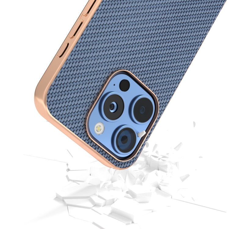 For iPhone 16 Pro Nano Electroplating Carbon Fiber Texture Phone Case(Sky Blue) by buy2fix