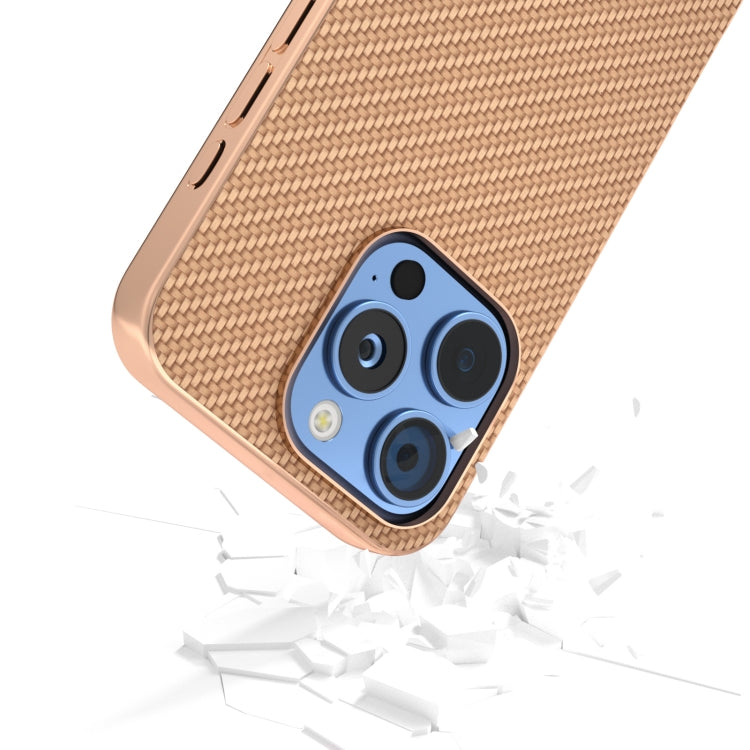 For iPhone 16 Pro Nano Electroplating Carbon Fiber Texture Phone Case(Gold) by buy2fix