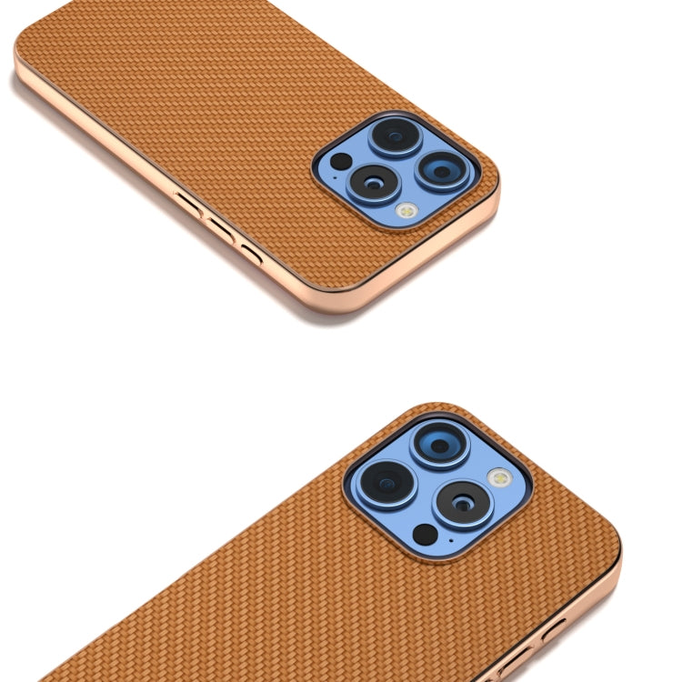 For iPhone 16 Pro Nano Electroplating Carbon Fiber Texture Phone Case(Brown) by buy2fix