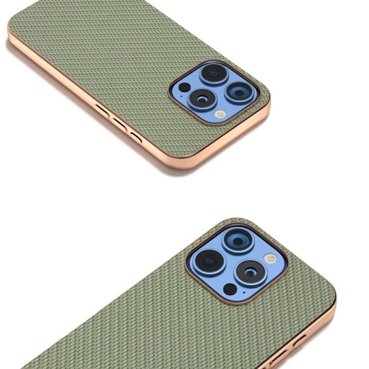 For iPhone 16 Pro Nano Electroplating Carbon Fiber Texture Phone Case(Green) by buy2fix