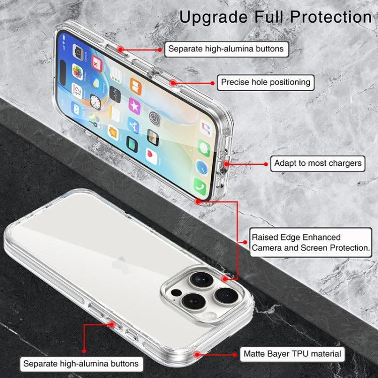 For iPhone 16 Pro Max Metal Buttons PC Hybrid TPU Phone Case(Transparent) by buy2fix