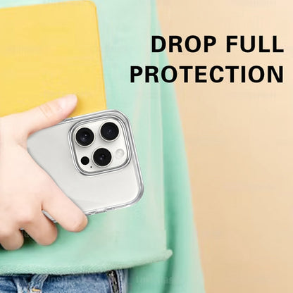 For iPhone 16 Pro Metal Buttons PC Hybrid TPU Phone Case(Transparent) by buy2fix