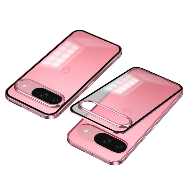 For Google Pixel 9 / 9 Pro Snap Buckle Metal Frame Frosted Phone Case(Pink) by buy2fix