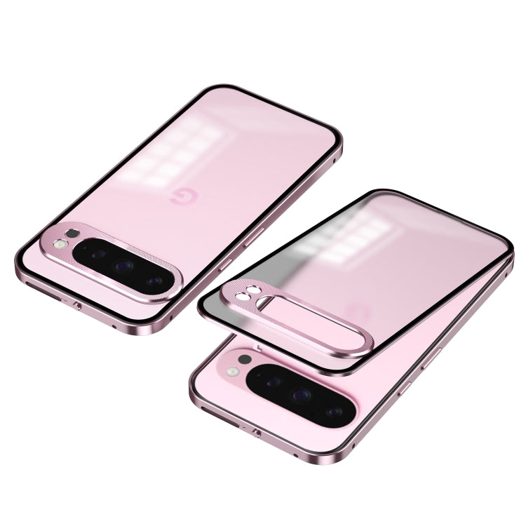 For Google Pixel 9 Pro XL Snap Buckle Metal Frame Frosted Phone Case(Pink) by buy2fix
