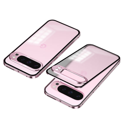 For Google Pixel 9 Pro XL Snap Buckle Metal Frame Frosted Phone Case(Pink) by buy2fix