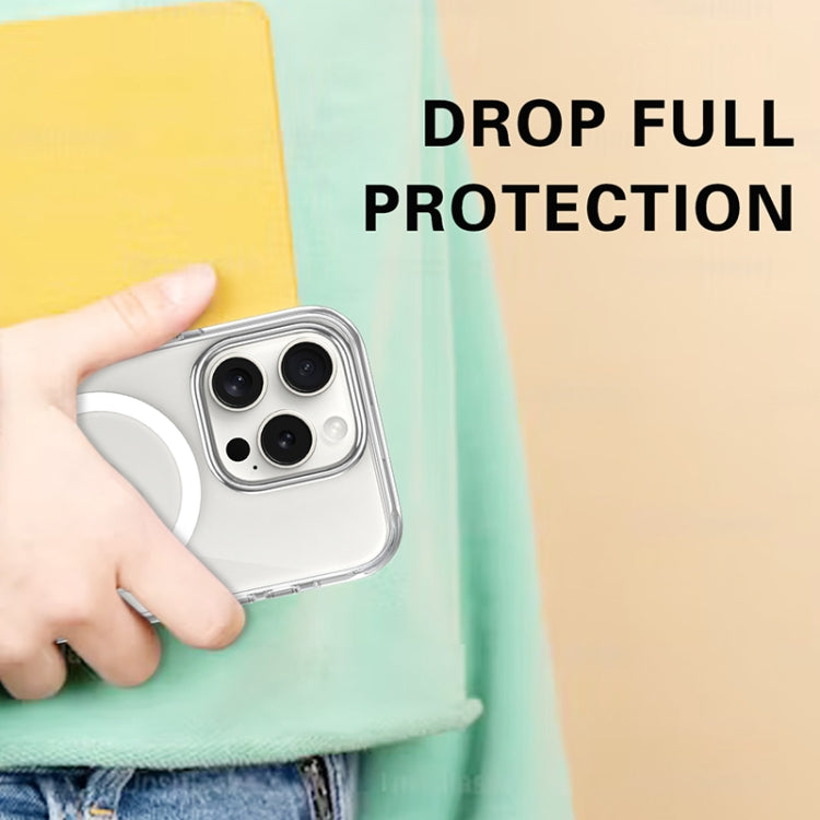 For iPhone 16 Pro Metal Buttons MagSafe Magnetic PC Hybrid TPU Phone Case(Transparent) by buy2fix