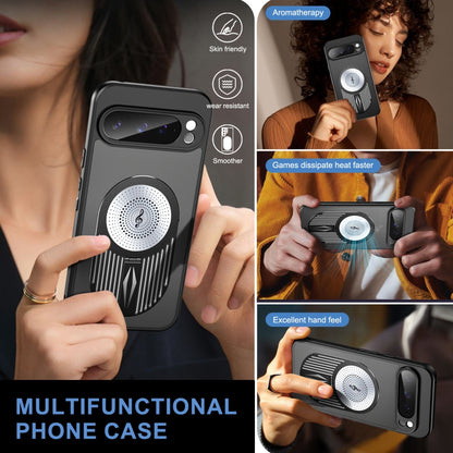 For Google Pixel 9 / 9 Pro Heat Dissipation Aromatherapy MagSafe Holder Phone Case(Black) by buy2fix