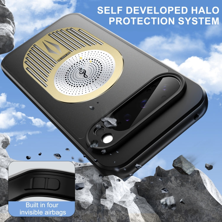 For Google Pixel 9 / 9 Pro Heat Dissipation Aromatherapy MagSafe Holder Phone Case(Gold) by buy2fix