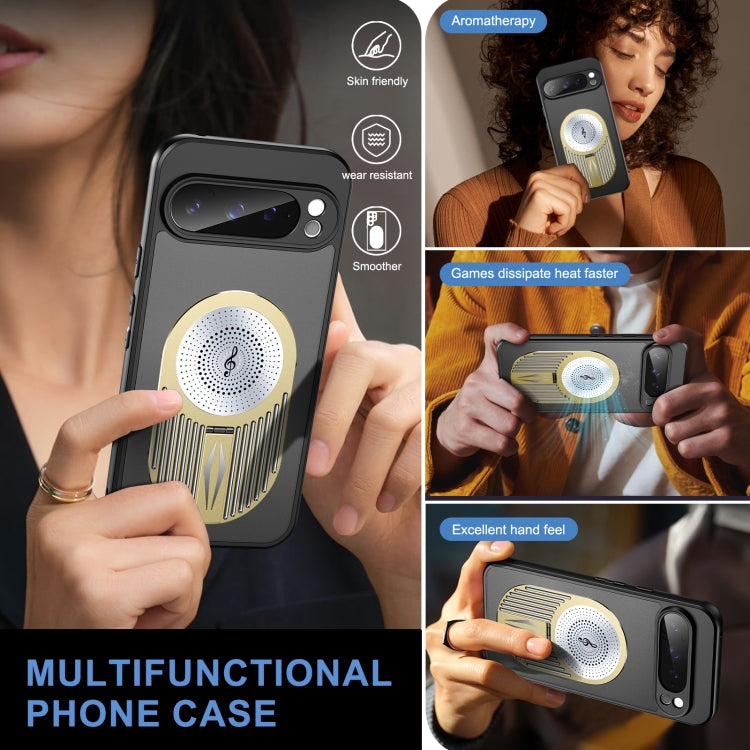 For Google Pixel 9 / 9 Pro Heat Dissipation Aromatherapy MagSafe Holder Phone Case(Gold) by buy2fix