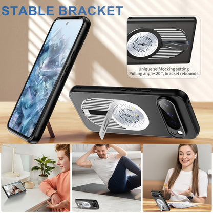 For Google Pixel 9 / 9 Pro Heat Dissipation Aromatherapy MagSafe Holder Phone Case(Silver) by buy2fix