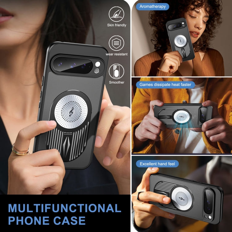 For Google Pixel 9 Pro XL Heat Dissipation Aromatherapy MagSafe Holder Phone Case(Black) by buy2fix