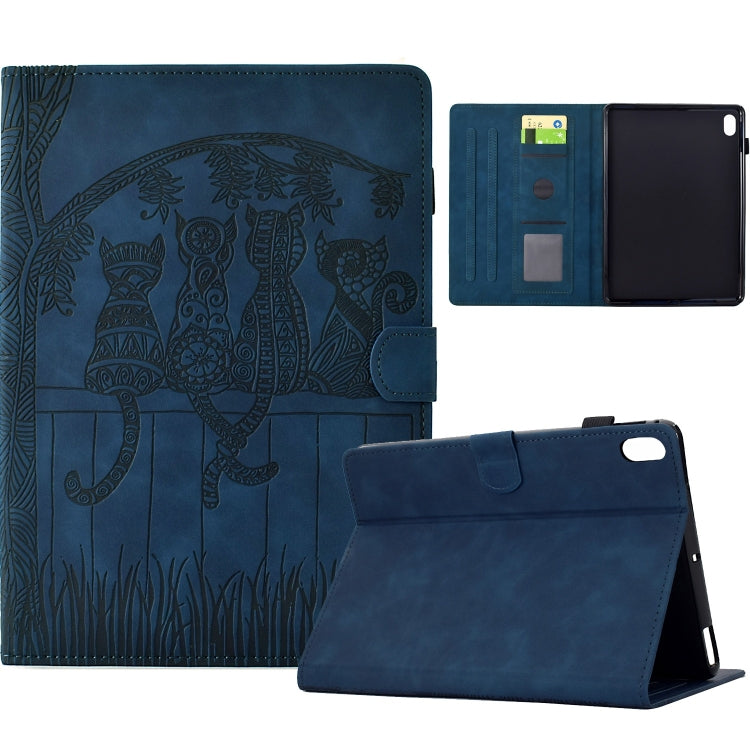 For iPad 2025 / 2022 Cats Embossed Leather Smart Tablet Case(Dark Blue) - iPad 2025 / 2022 Cases by buy2fix | Online Shopping UK | buy2fix