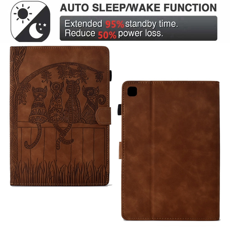 For iPad 10.2 2021 / 2020 / 10.5 2019 Cats Embossed Leather Smart Tablet Case(Brown) - iPad 10.2 Cases by buy2fix | Online Shopping UK | buy2fix