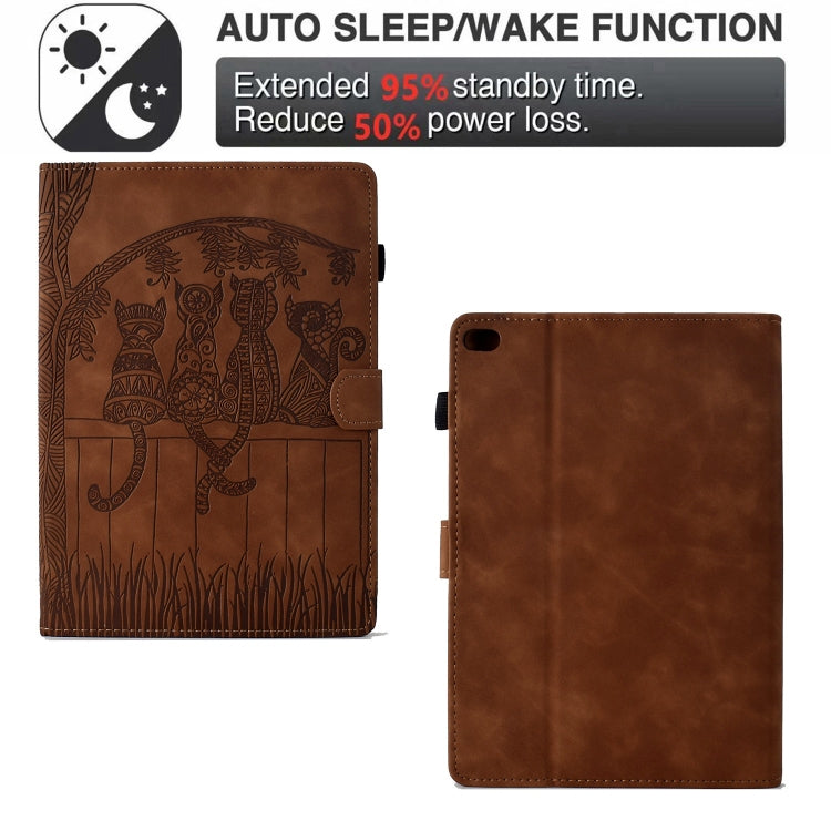For iPad Pro 9.7 / 9.7 2018 / 2017 Cats Embossed Leather Smart Tablet Case(Brown) - iPad 9.7 (2018) & (2017) Cases by buy2fix | Online Shopping UK | buy2fix