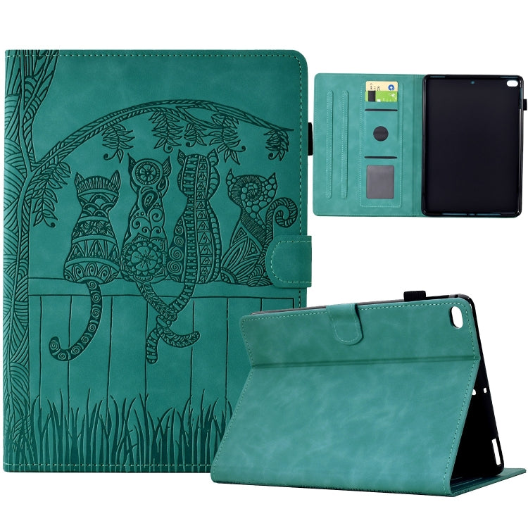 For iPad Pro 9.7 / 9.7 2018 / 2017 Cats Embossed Leather Smart Tablet Case(Light Blue) - iPad 9.7 (2018) & (2017) Cases by buy2fix | Online Shopping UK | buy2fix