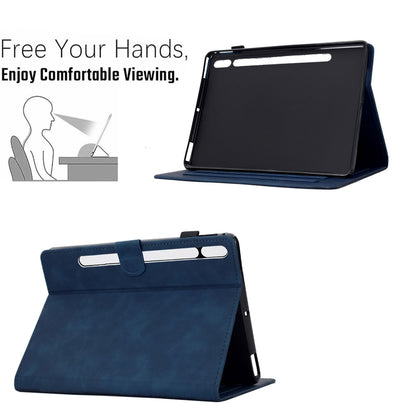 For Samsung Galaxy Tab S8 / S7 Cats Embossed Leather Smart Tablet Case(Dark Blue) by buy2fix