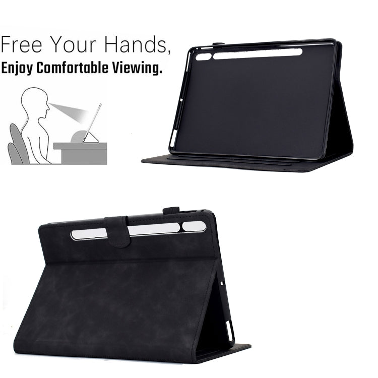 For Samsung Galaxy Tab S8 / S7 Cats Embossed Leather Smart Tablet Case(Black) by buy2fix