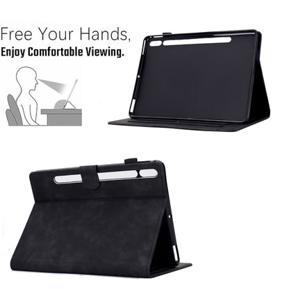 For Samsung Galaxy Tab S8 / S7 Cats Embossed Leather Smart Tablet Case(Black) by buy2fix