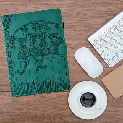 For Samsung Galaxy Tab S8 / S7 Cats Embossed Leather Smart Tablet Case(Light Blue) by buy2fix