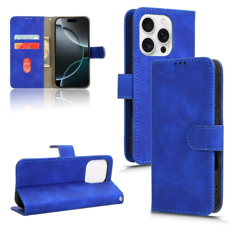 For iPhone 16 Pro Skin Feel Magnetic Flip Leather Phone Case(Blue) by buy2fix