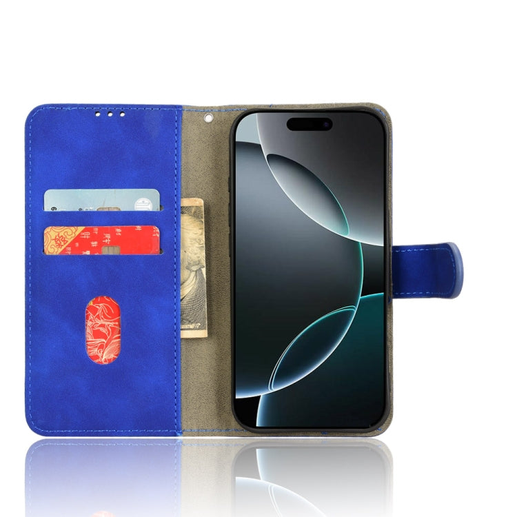 For iPhone 16 Pro Skin Feel Magnetic Flip Leather Phone Case(Blue) by buy2fix