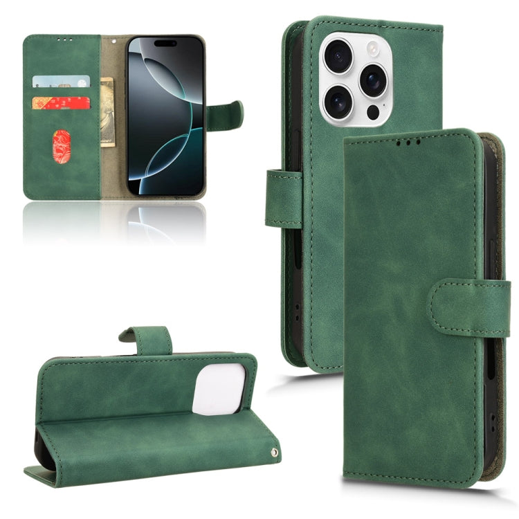 For iPhone 16 Pro Skin Feel Magnetic Flip Leather Phone Case(Green) by buy2fix