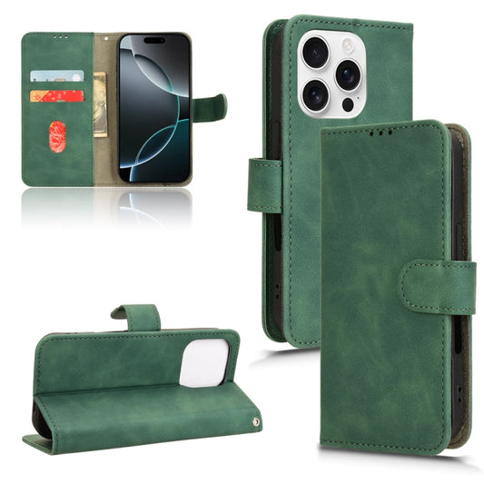 For iPhone 16 Pro Skin Feel Magnetic Flip Leather Phone Case(Green) by buy2fix