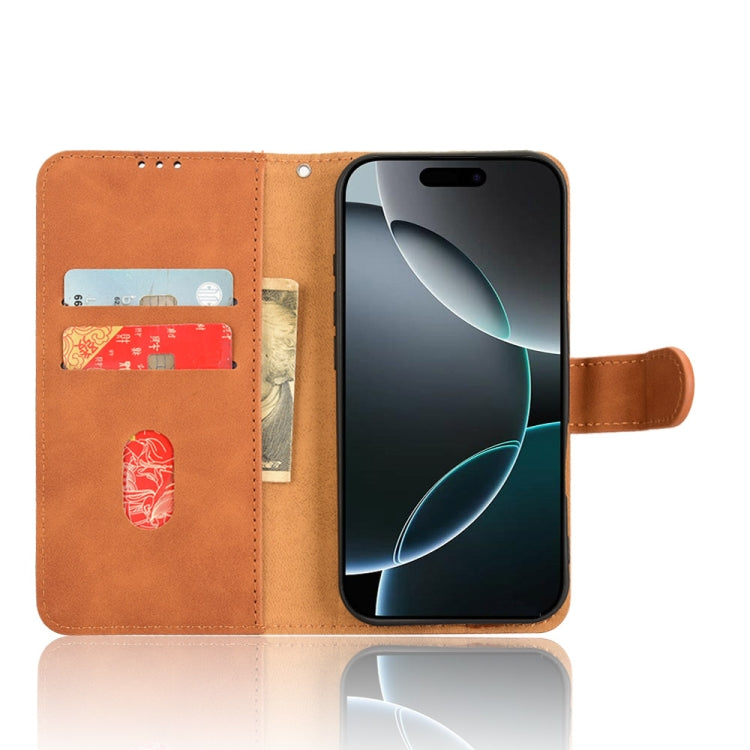 For iPhone 16 Pro Skin Feel Magnetic Flip Leather Phone Case(Brown) by buy2fix