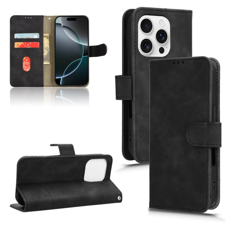 For iPhone 16 Pro Max Skin Feel Magnetic Flip Leather Phone Case(Black) by buy2fix