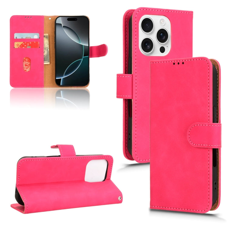 For iPhone 16 Pro Max Skin Feel Magnetic Flip Leather Phone Case(Rose Red) by buy2fix