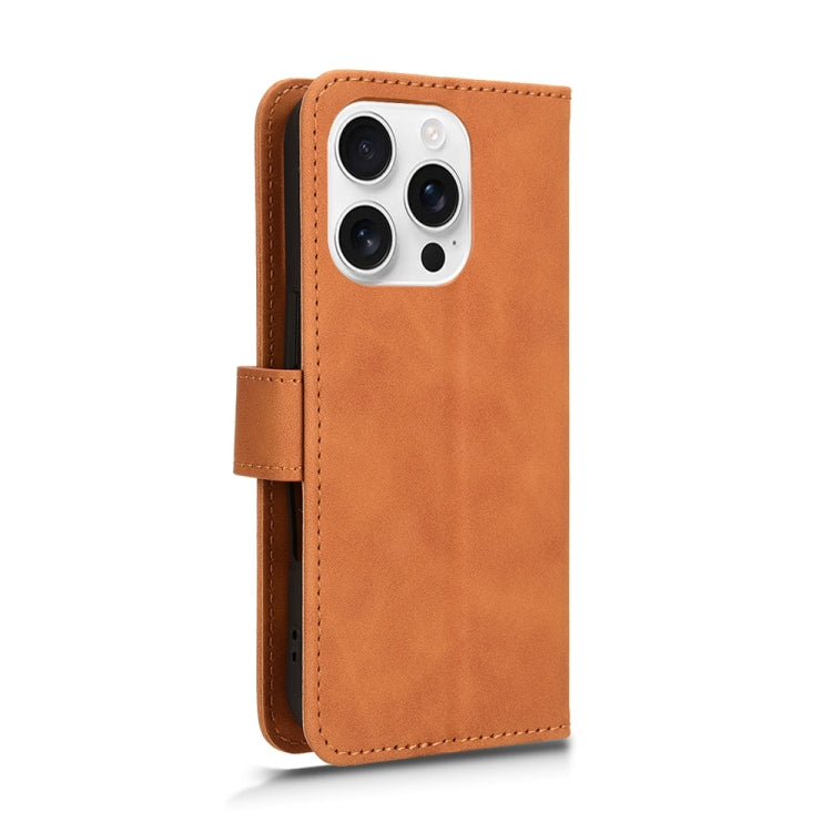 For iPhone 16 Pro Max Skin Feel Magnetic Flip Leather Phone Case(Brown) by buy2fix