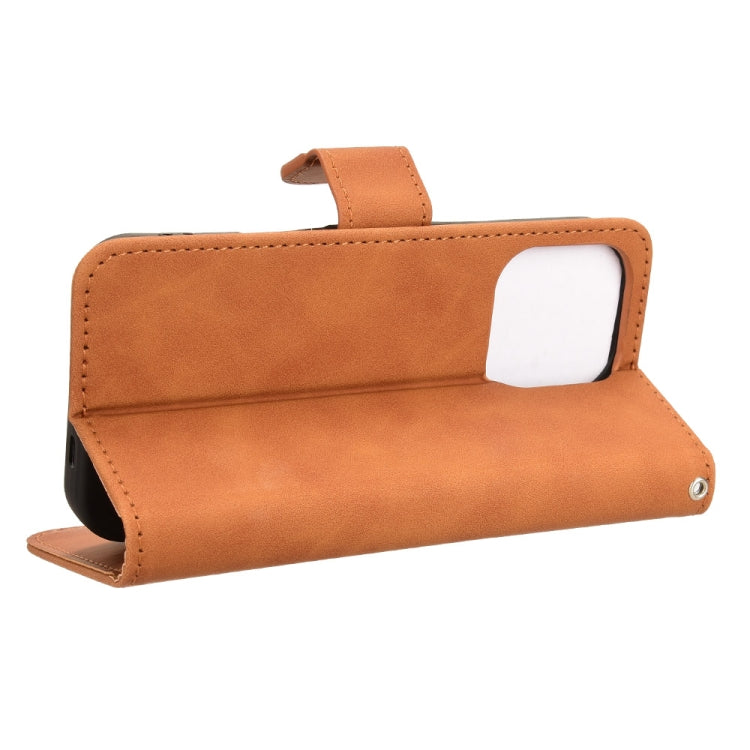 For iPhone 16 Pro Max Skin Feel Magnetic Flip Leather Phone Case(Brown) by buy2fix