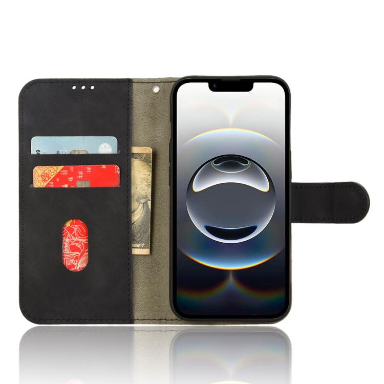 For iPhone 16e Skin Feel Magnetic Flip Leather Phone Case(Black) - iPhone 16e Cases by buy2fix | Online Shopping UK | buy2fix