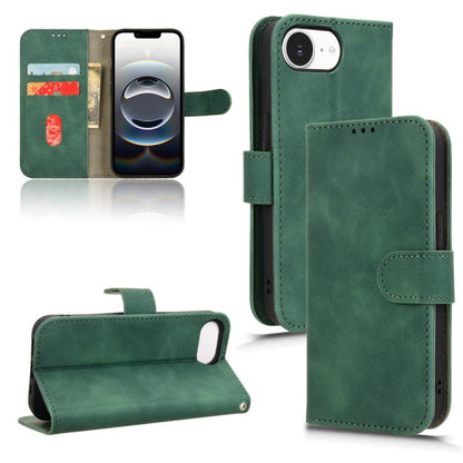 For iPhone 16e Skin Feel Magnetic Flip Leather Phone Case(Green) - iPhone 16e Cases by buy2fix | Online Shopping UK | buy2fix