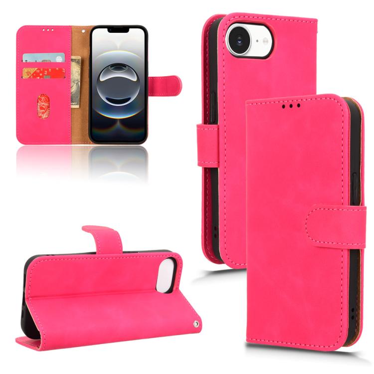 For iPhone 16e Skin Feel Magnetic Flip Leather Phone Case(Rose Red) - iPhone 16e Cases by buy2fix | Online Shopping UK | buy2fix
