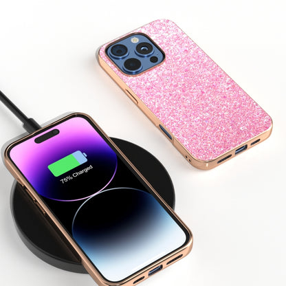 For iPhone 16 Pro Max Electroplating Frame Colorful Glitter Phone Case(Purple Pink) by buy2fix