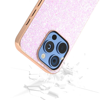 For iPhone 16 Pro Electroplating Frame Colorful Glitter Phone Case(Glitter Pink) by buy2fix