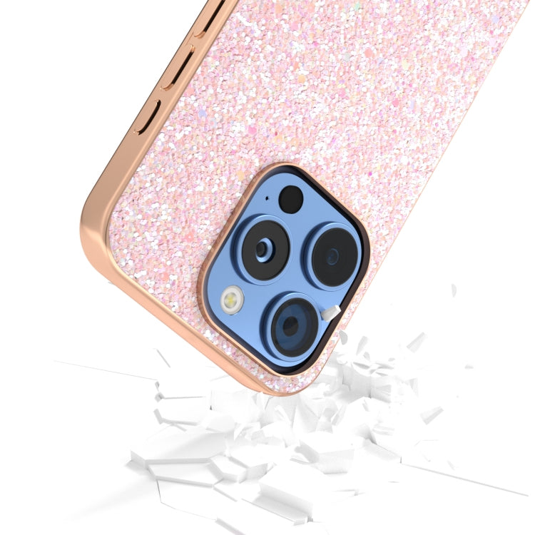 For iPhone 16 Pro Electroplating Frame Colorful Glitter Phone Case(Pink) by buy2fix