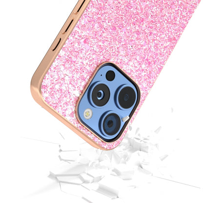 For iPhone 16 Pro Electroplating Frame Colorful Glitter Phone Case(Purple Pink) by buy2fix