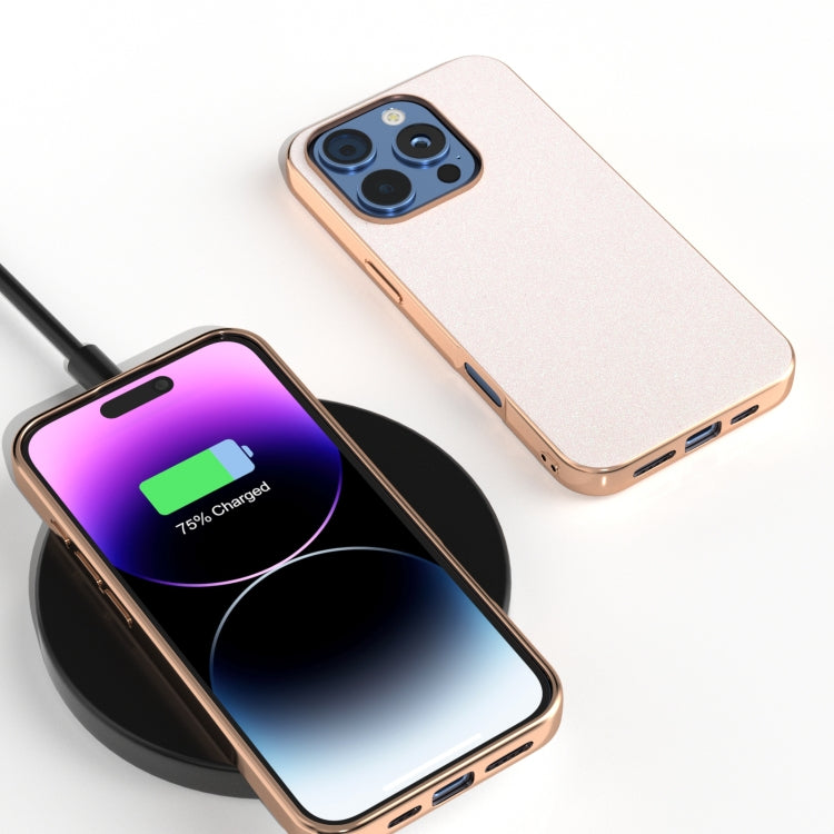 For iPhone 16 Pro Max Electroplating Frame Glitter Shockproof Phone Case(White) by buy2fix