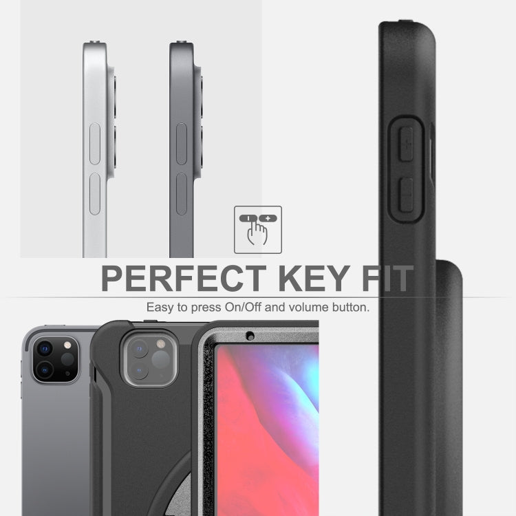 For iPad Pro 12.9 inch (2020) 360 Degree Rotation PC+TPU Protective Cover with Holder & Hand Strap & Pen Slot(Black) - iPad Pro 12.9 (2018) Cases by buy2fix | Online Shopping UK | buy2fix