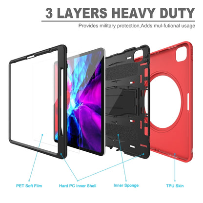 For iPad Pro 12.9 inch (2020) 360 Degree Rotation PC+TPU Protective Cover with Holder & Hand Strap & Pen Slot(Red) - iPad Pro 12.9 (2018) Cases by buy2fix | Online Shopping UK | buy2fix