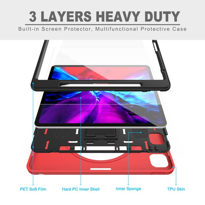 For iPad Pro 12.9 inch (2020) 360 Degree Rotation PC+TPU Protective Cover with Holder & Hand Strap & Pen Slot(Red) - iPad Pro 12.9 (2018) Cases by buy2fix | Online Shopping UK | buy2fix