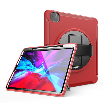 For iPad Pro 12.9 inch (2020) 360 Degree Rotation PC+TPU Protective Cover with Holder & Hand Strap & Pen Slot(Red) - iPad Pro 12.9 (2018) Cases by buy2fix | Online Shopping UK | buy2fix