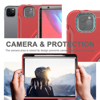 For iPad Pro 12.9 inch (2020) 360 Degree Rotation PC+TPU Protective Cover with Holder & Hand Strap & Pen Slot(Red) - iPad Pro 12.9 (2018) Cases by buy2fix | Online Shopping UK | buy2fix