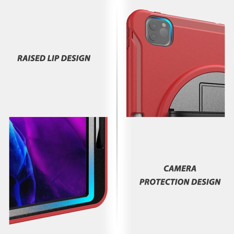 For iPad Pro 12.9 inch (2020) 360 Degree Rotation PC+TPU Protective Cover with Holder & Hand Strap & Pen Slot(Red) - iPad Pro 12.9 (2018) Cases by buy2fix | Online Shopping UK | buy2fix