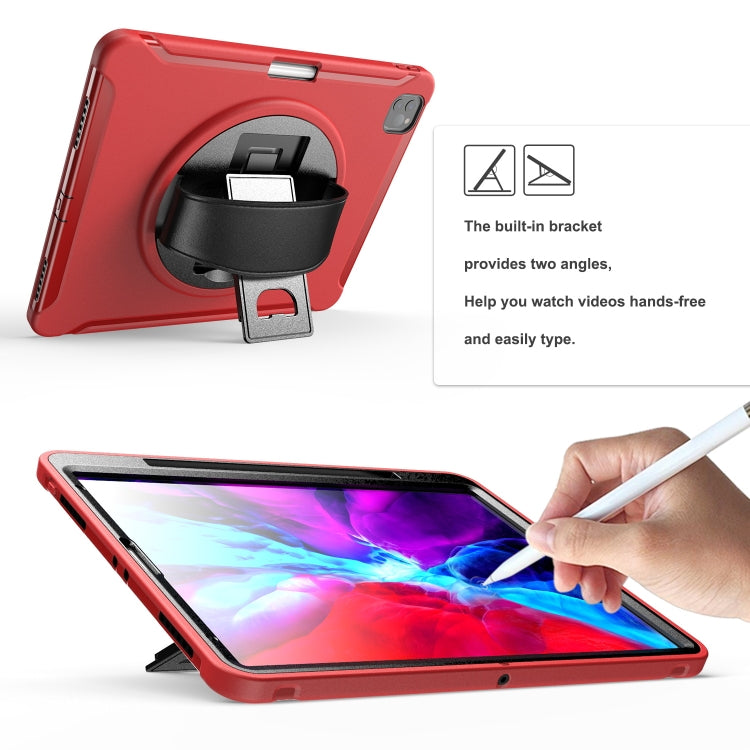 For iPad Pro 12.9 inch (2020) 360 Degree Rotation PC+TPU Protective Cover with Holder & Hand Strap & Pen Slot(Red) - iPad Pro 12.9 (2018) Cases by buy2fix | Online Shopping UK | buy2fix