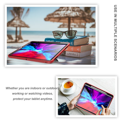 For iPad Pro 12.9 inch (2020) 360 Degree Rotation PC+TPU Protective Cover with Holder & Hand Strap & Pen Slot(Red) - iPad Pro 12.9 (2018) Cases by buy2fix | Online Shopping UK | buy2fix