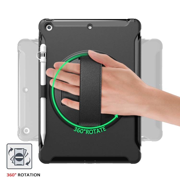 For iPad 10.2 360 Degree Rotation PC+TPU Protective Cover with Holder & Hand Strap & Pen Slot(Black) - iPad 10.2 Cases by buy2fix | Online Shopping UK | buy2fix