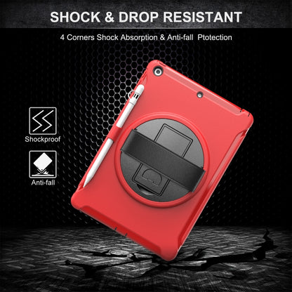 For iPad 10.2 360 Degree Rotation PC+TPU Protective Cover with Holder & Hand Strap & Pen Slot(Red) - iPad 10.2 Cases by buy2fix | Online Shopping UK | buy2fix